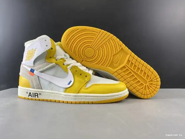 Jordan Dark Air Yellow-Cone NRG Off-White 1 AQ0818-149 Powder x White 0426
